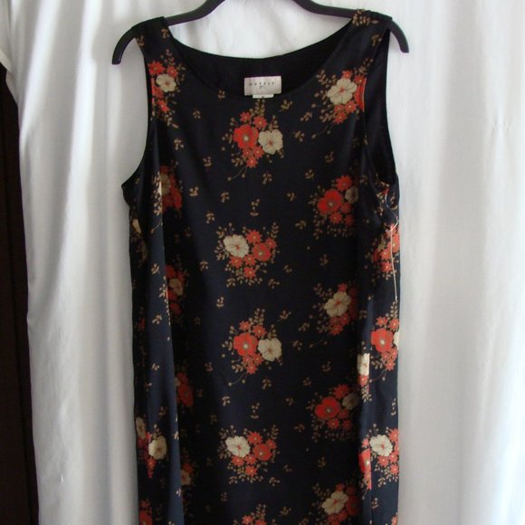 Y2k Black/Multi-Color FLORAL Print Full Length TANK DRESS Sz MEDIUM - Picture 1 of 5